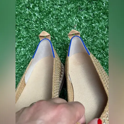 Rothy's The Espadrille in Gold Stripe Loafer Flats Size W8.5 *no ties* NWOT Tan