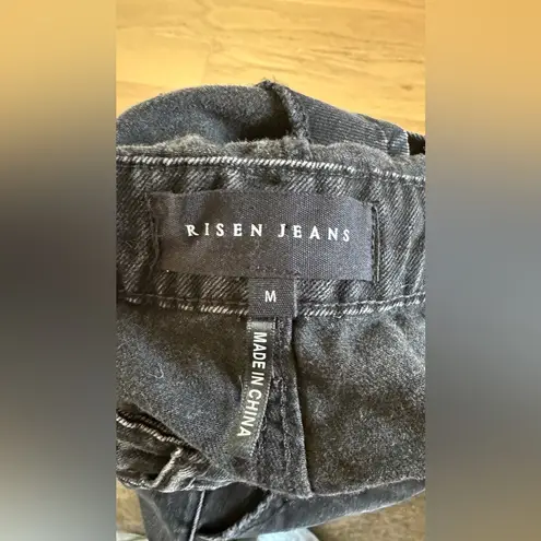 Risen jean relaxed Fit Distressed knee Overall Jeans black size medium