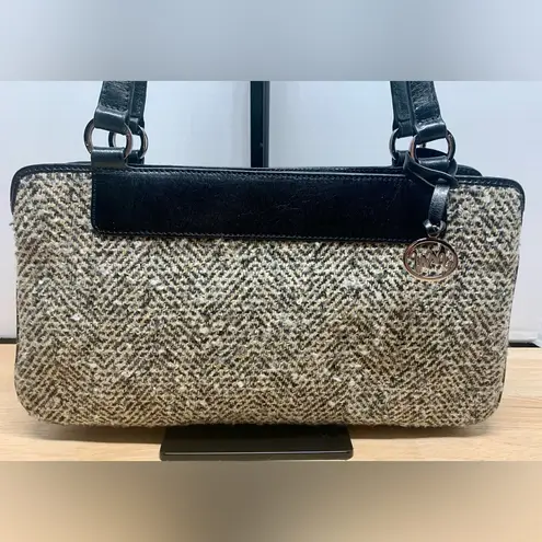 Monsac Tweed & Leather Shoulder Bag F0435 Onyx Y2K Vintage NWT/COA Card Black