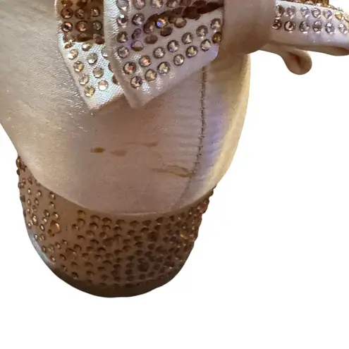 Badgley Mischka Shoes Womens Size 5 Satin Bow Block Heel Crystal Dress Pumps