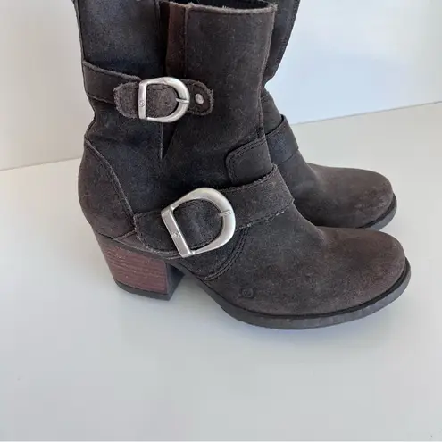 Born Women's Galene Rustic Brown Leather Suede Distressed Moto Boots Size 6