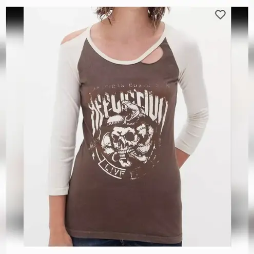 American Fighter Women's Graphic Raglan Top - Black and Gray