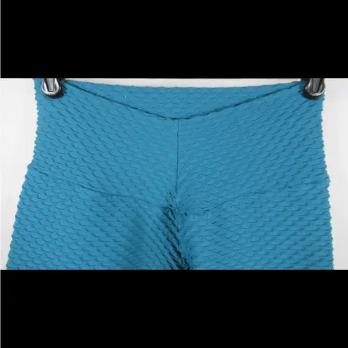 Booty By Brabants Croco Skin Seamless Cropped Leggings OS Fits all Teal Blue