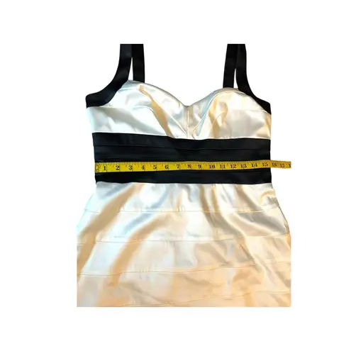 Democracy Ivory and Black Satin Dress - Size 12