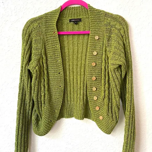 BCBGMAXAZRIA Green Cable Knit Cardigan Sweater 2000s Y2K Style Size Large