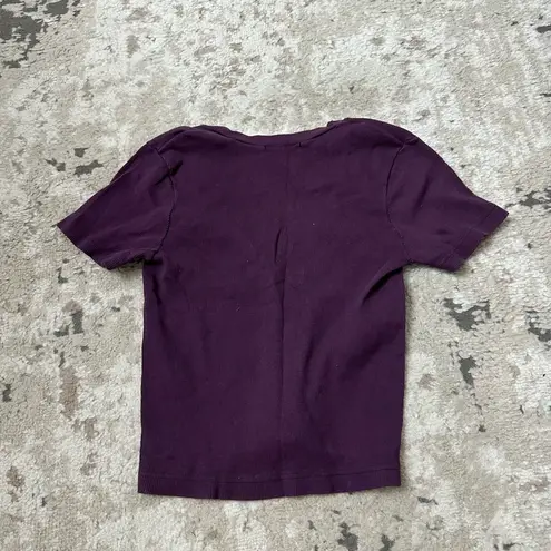 Brandy Melville  Purple V-Neck Top One Size