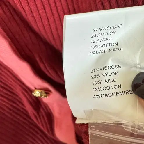 Ramy Brook Nina Cardigan Sweater Size Medium Red Cashmere Blend