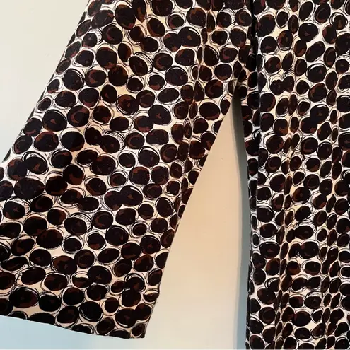 Papillon Blanc Dress Polka Dot Scoop Neck 3/4 Sleeve Black Brown Cream Sz XL EUC