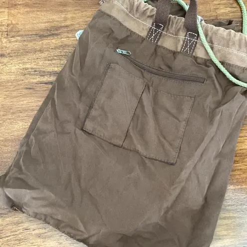 Ruffled Drawstring Bag Backpack Plaid Brown Frills Y2K Casual Lizzie McGuire Green