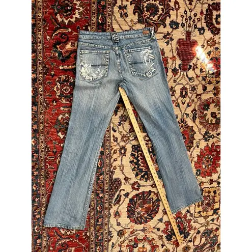 Pepe Jeans Y2K Distressed Embroidered Lace-Up Patch Bootcut Denim Women’s 28