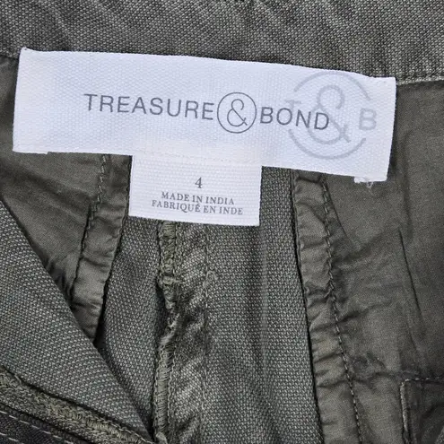 Treasure & Bond Paper-bag Chino Cropped Pants in Olive Sarma 4 NWT