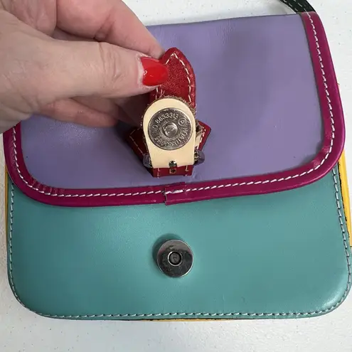 Vera Pelle Leather Crossbody Bag Saddle Bag Italian Leather Small Purse Travel Purple