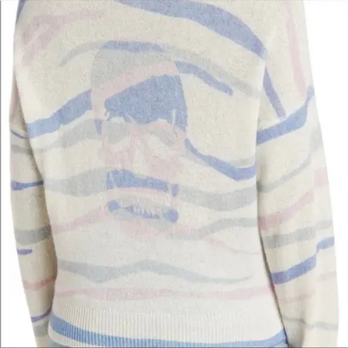 360 Cashmere  Mara Tiger Stripe Skull Cashmere Sweater in Pastels Size S NWT