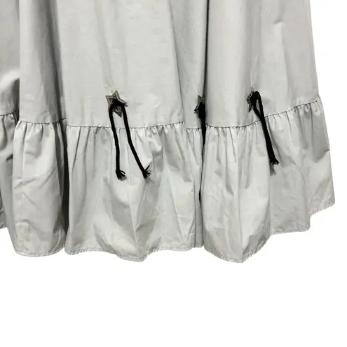 Womens Midi Skirt Large Gray Ruffle Hem Star Bow Cottagecore Western Cowgirl