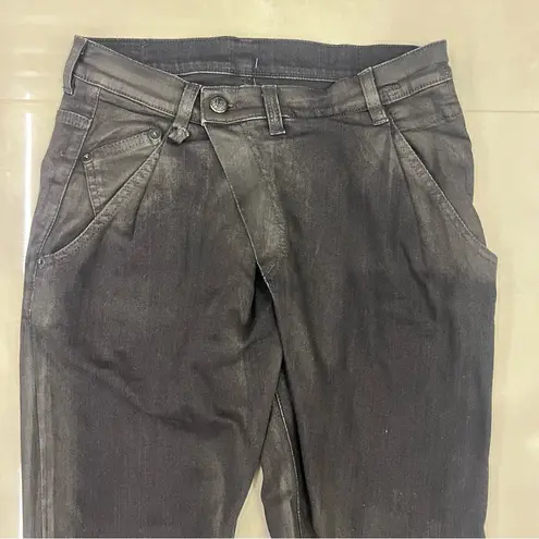 R13 Black Waxed X-Over Jeans