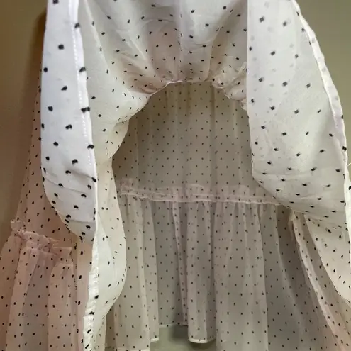 Libby Edelman Long Sleeve Blouse 2XL Ballet Pink Fairy Polka Dot Coquette Sheer Size 2X