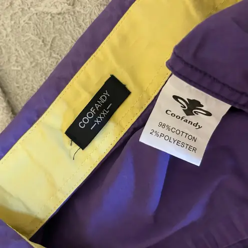 COOFANDY Women's Top Purple Yellow Contrasting Trim XXXL Artsy Cotton Size undefined