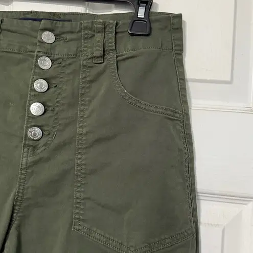Veronica Beard Arya Straight High Rise Chino Pants Army Green Cargo Sz 27