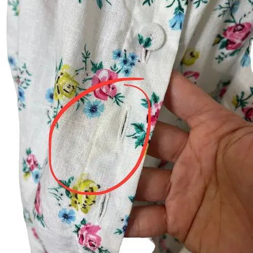 Emilia Wickstead Kirk Mini Dress Women’s Size 10 White Floral Linen d