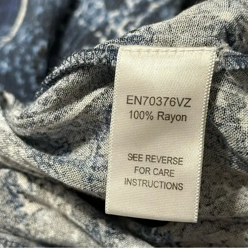 En Crème Women’s M Blue White Batik Rayon Lightweight Draw String Lounge Pants Size M