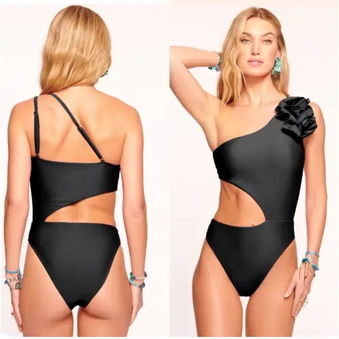 Ramy Brook Nyomi Swimsuit Size Large Flower One Piece Black Cutout NWT Swim