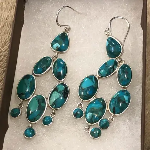 Silpada Turquoise Sterling Silver Chandelier Vieques Drop Dangle Earrings W3289