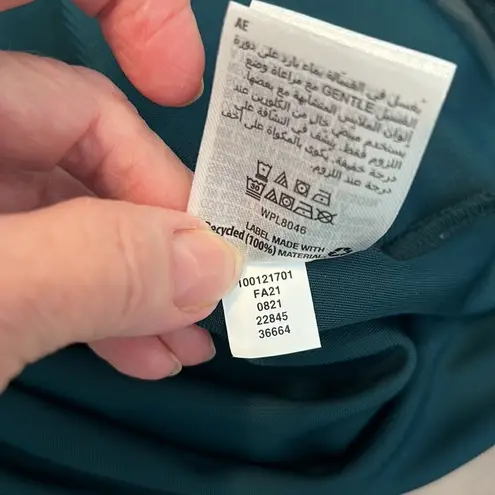 INC NWT szL Dark teal sleeveless gathered keyhole lined front top Size L