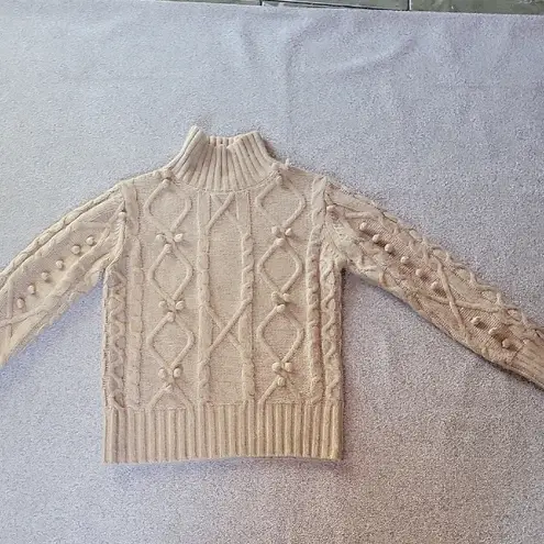 Cupcakes & Cashmere Tan Cable Knit Turtleneck Sweater Size S