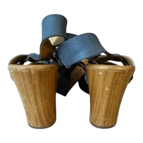 Korks Bagley Platform Cool Grey Leather Studded Chunky Heeled Strappy Sandals 8M Gray Size 8