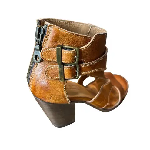 Bed Stu Ida Womens Brown Leather Hook and Loop Heeled Bootie Boots Size 6.5 Shoe