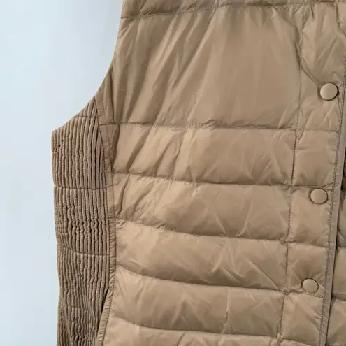 J. Jill Down Vest Size Large Quilted & Smocked Puffer Winter Fall Lightweight Tan