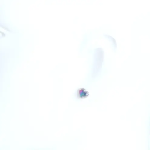 Kendra Scott  Anna Heart Stud Earring Navy Iridescent Silver Rhodium Plated