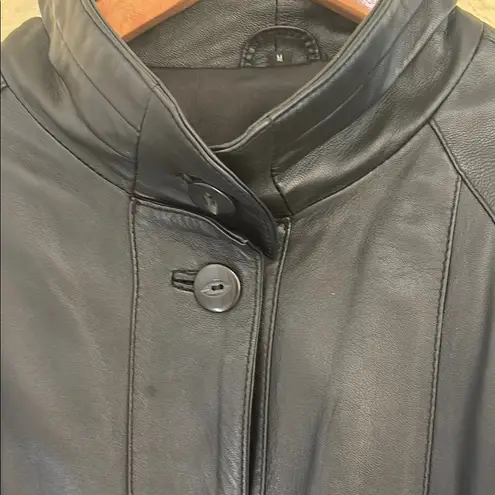 Ribak 100% Genuine Leather Black Longline Coat Jacket Women’s M (Fits XL/XXL) Size M