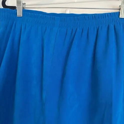 Leslie Fay Blue Two Piece Suede Skirt Set Size 14P