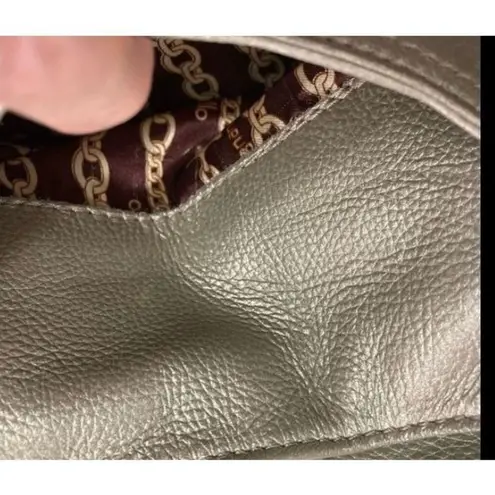 TIGNANELLO Women’s Double Strap Metallic Pebble Leather Handbag 8.5X4.5X… Silver