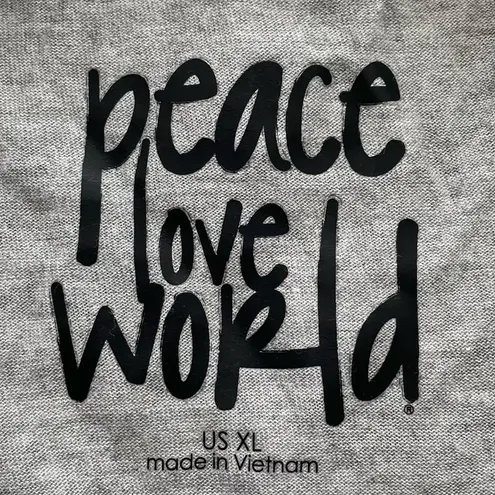 Peace Love World “Love is something you became” gray 100% modal t-shirt, size XL