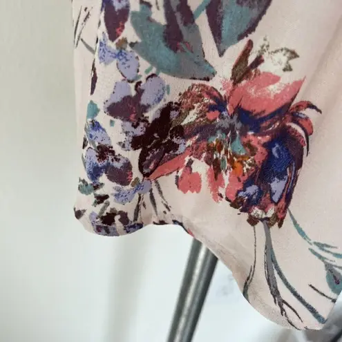 Lovestitch floral midi dress SMALL tie back short flutter sleeves Pockets pink