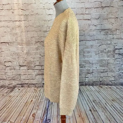 Lush Clothing Lush Womens Taupe Long Sleeve Open Knit Acrylic Cotton Pullover Sweater Medium