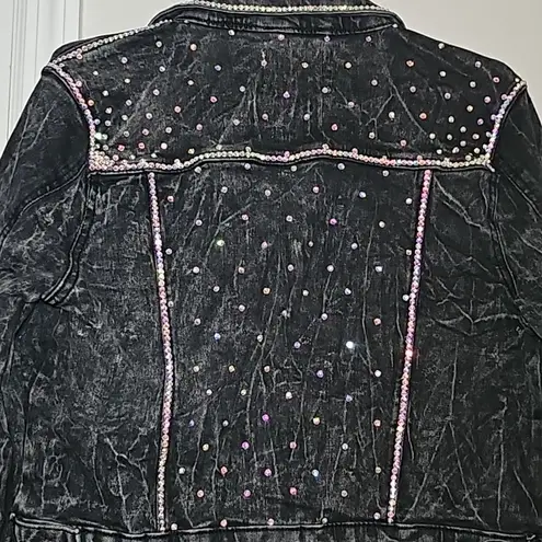 Custom Bling Jean Jacket Black Size M