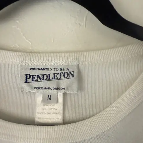 Pendleton Vintage 90s Women's Cream White Short Sleeve Crew Neck T Shirt Medium