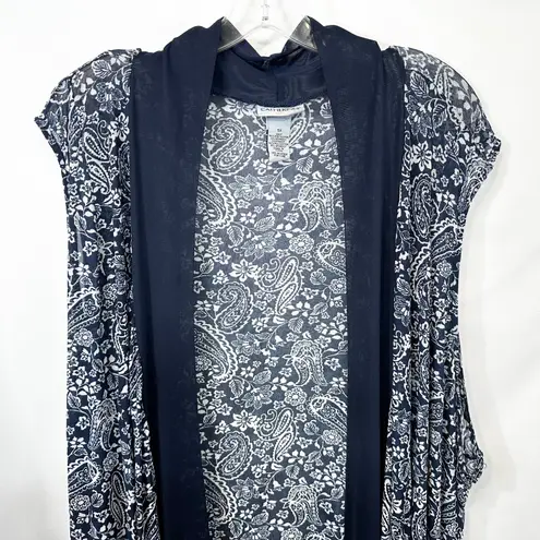Catherines Plus Size 5X Shrug Navy Blue White Paisley Mesh Duster 1795