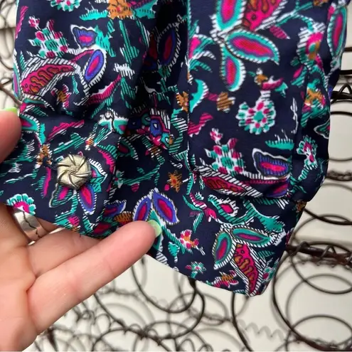 Vintage 80s Breli Floral Paisley Accordion Pleat Dress with Matching Belt Size 10