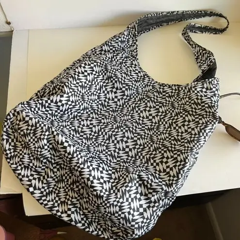 Nike  Black & White Abstract Disco Checkered Print Oversized Nylon Tote Bag