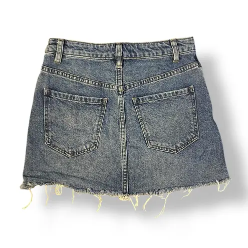 Free People  Zipper Front Denim Mini Skirt Womens‎ Size 24 Blue Festival