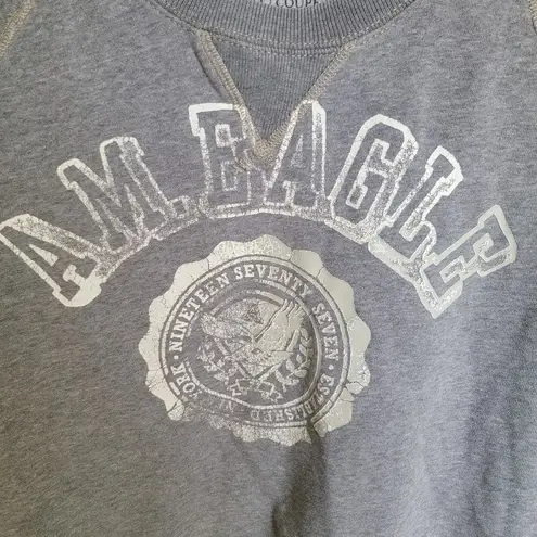 American Eagle  Grey Vintage Fit Logo Crewneck Women Pullover Sweater Size Medium