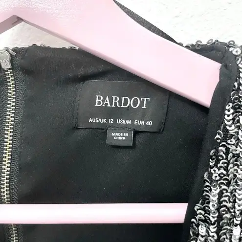 Bardot Sequin Long Sleeve Sparkle Dress Charcoal Sequin Size US 8