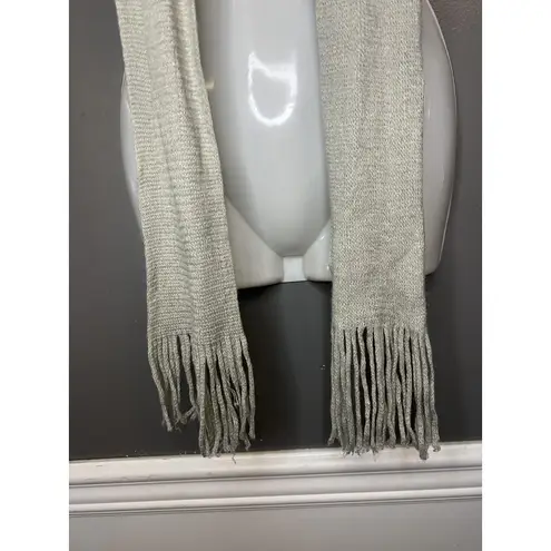 Greenbrier International Scarf Womens One Size Gray Knit Fringe Acrylic Winter