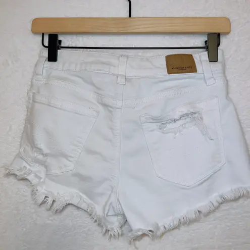 American Eagle AE White Wash Denim Super Stretch X Hi Rise Festival Shorts