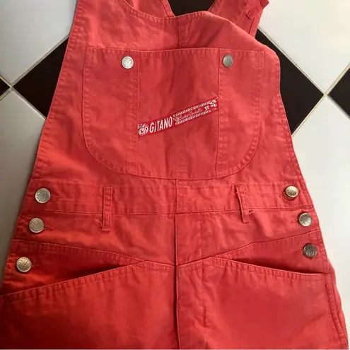 Vintage 80s 90s Gitano Overalls Coral Salmon Shortalls Romper no stretch size S Orange