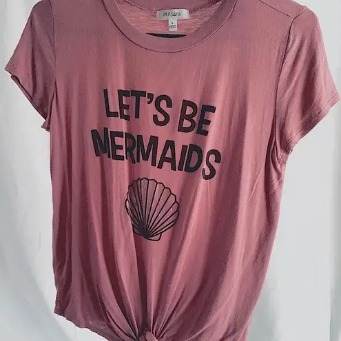 Persaya Let’s Be Mermaids Mauve T-Shirt Size Large Top